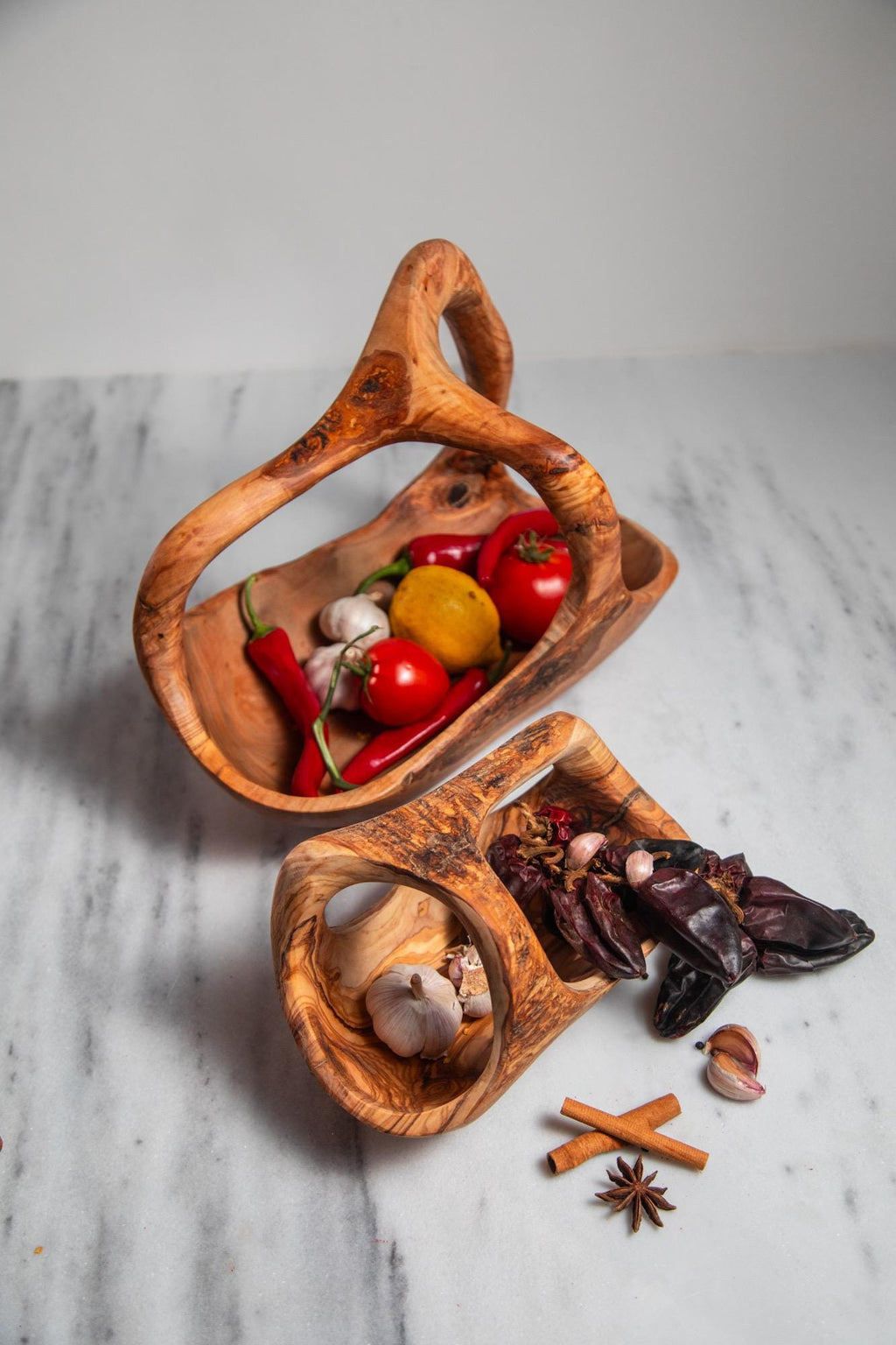Olive Wood Bowl – Handcrafted Sculptural Basket for Table and Collection