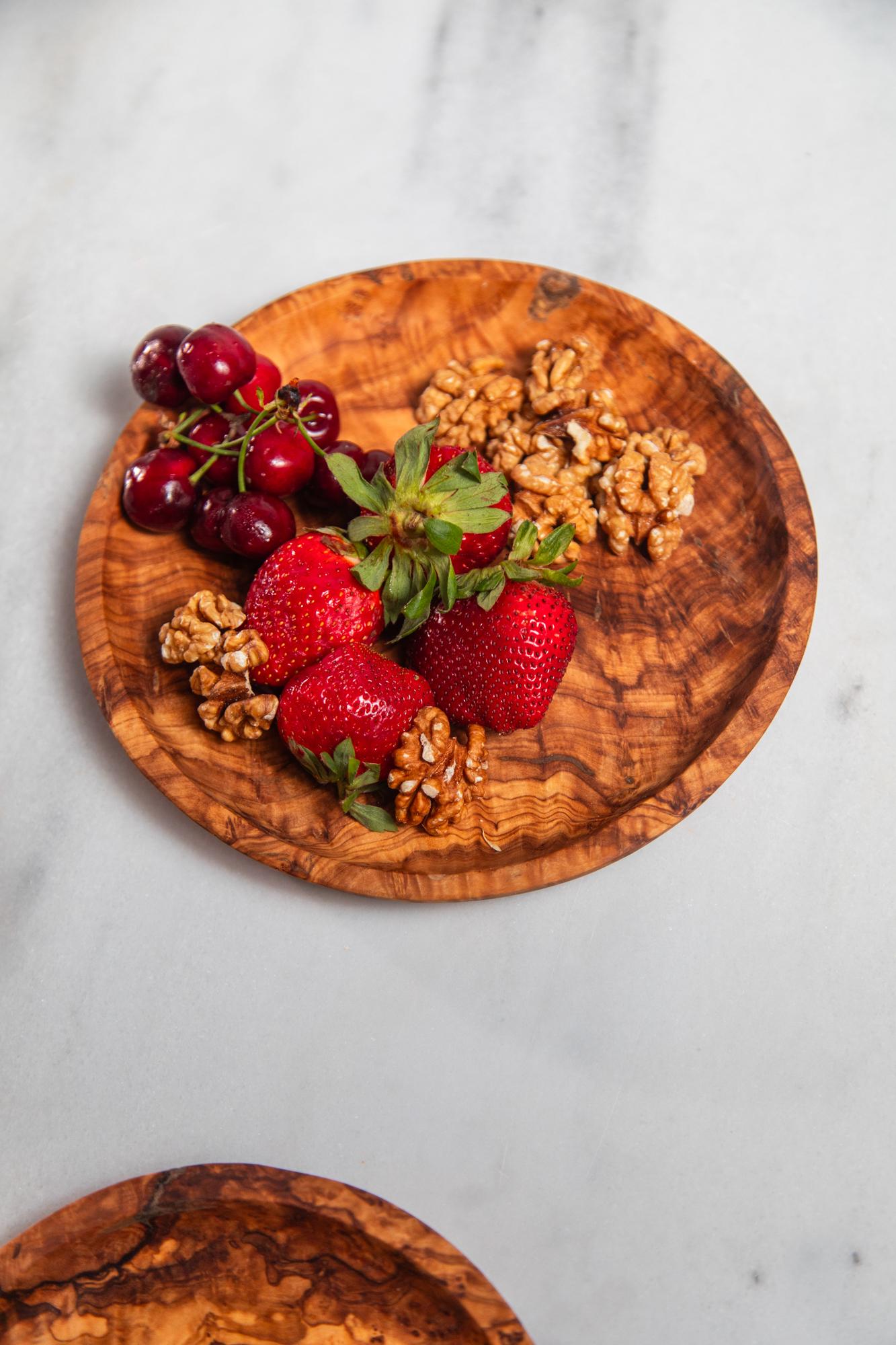 Handcrafted Olive Wood Plate Set: Rustic Snack & Dessert Serving Trays