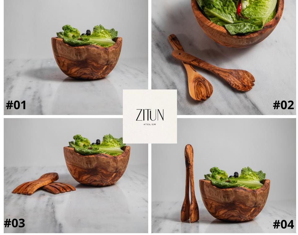 Handmade Olive Wood Bowl – Rustic Decorative Bowl – Natural Wooden Kitchenware – Tunisian Carved Art – Eco-Friendly Gift