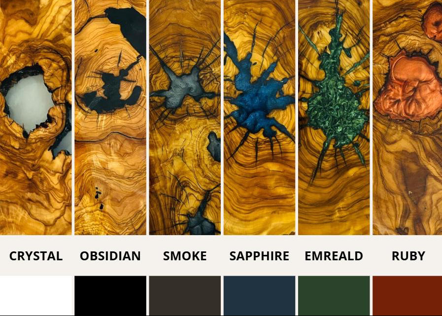 Handmade Olive Wood Live Edge Coffee table with Resin, Unique coffee table, Natural Olive Tree Solid Wood Side Table