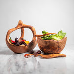 Handmade Olive Wood Bowl – Rustic Decorative Bowl – Natural Wooden Kitchenware – Tunisian Carved Art – Eco-Friendly Gift