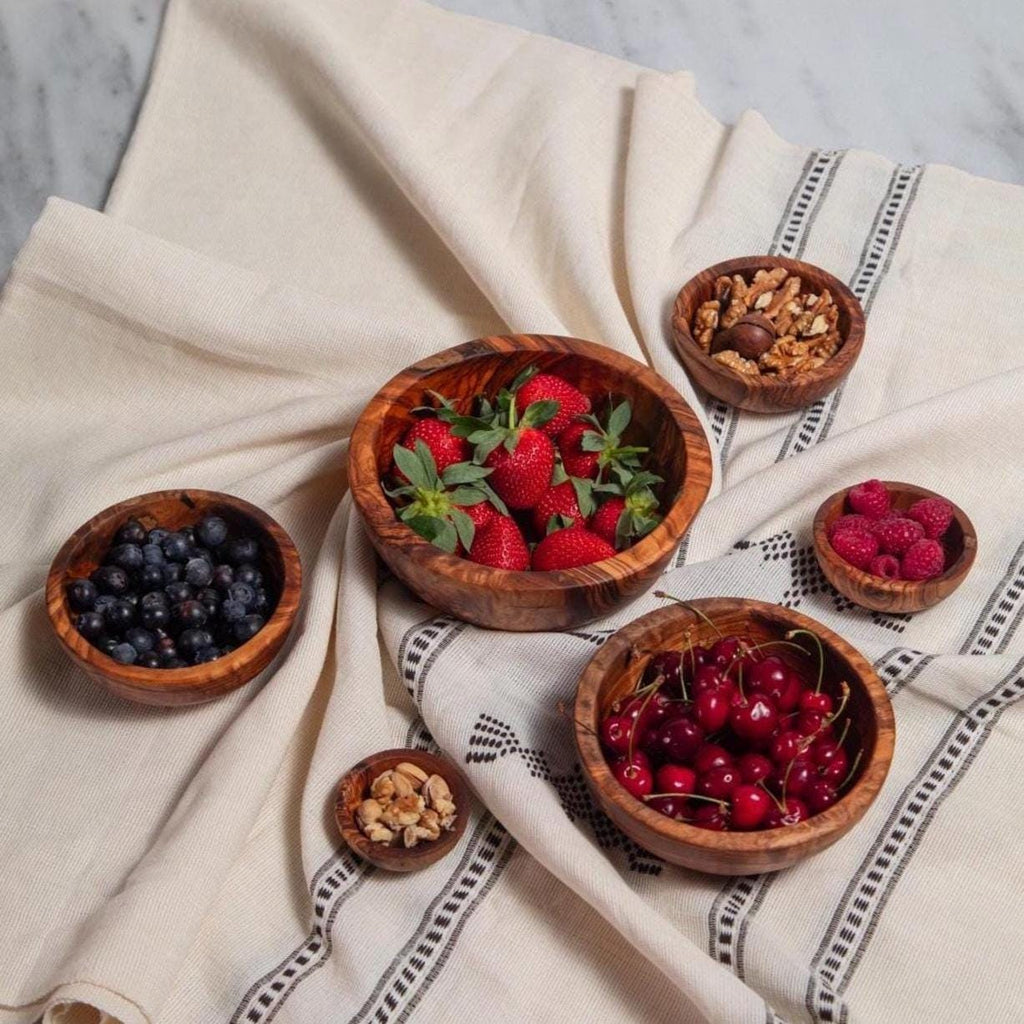 Handmade Olive Wood Small Bowl Set – Rustic Snack & Fruit Bowls (Set of 6)