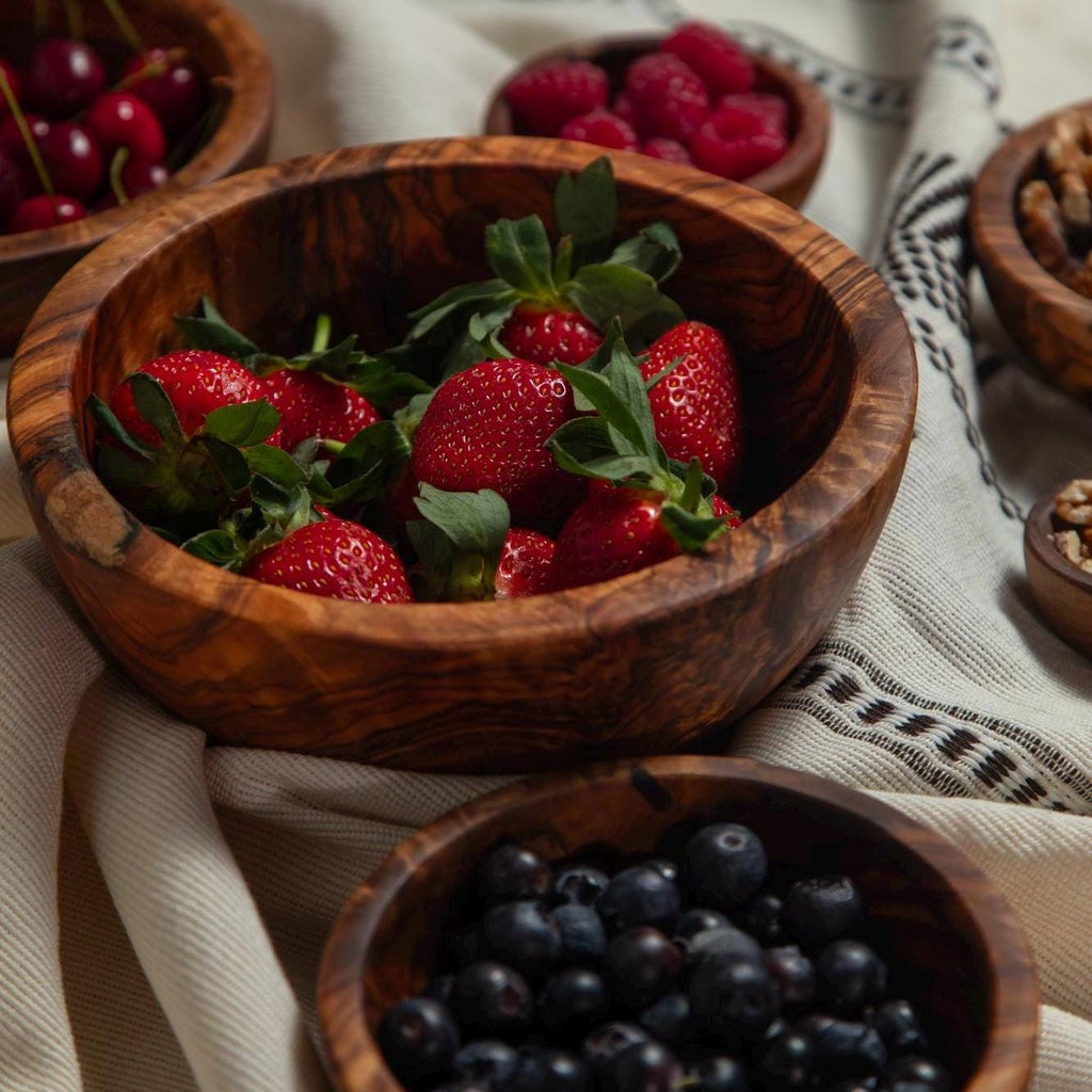 Handmade Olive Wood Small Bowl Set – Rustic Snack & Fruit Bowls (Set of 6)