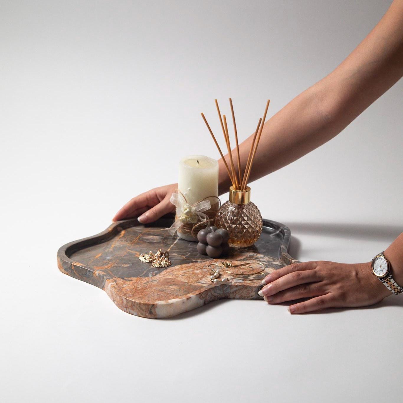 Exquisite Irregular Marble Tray – Handcrafted • Sculptural Stone Art Platter • Limited Edition Luxury Décor for Collectors & Designers