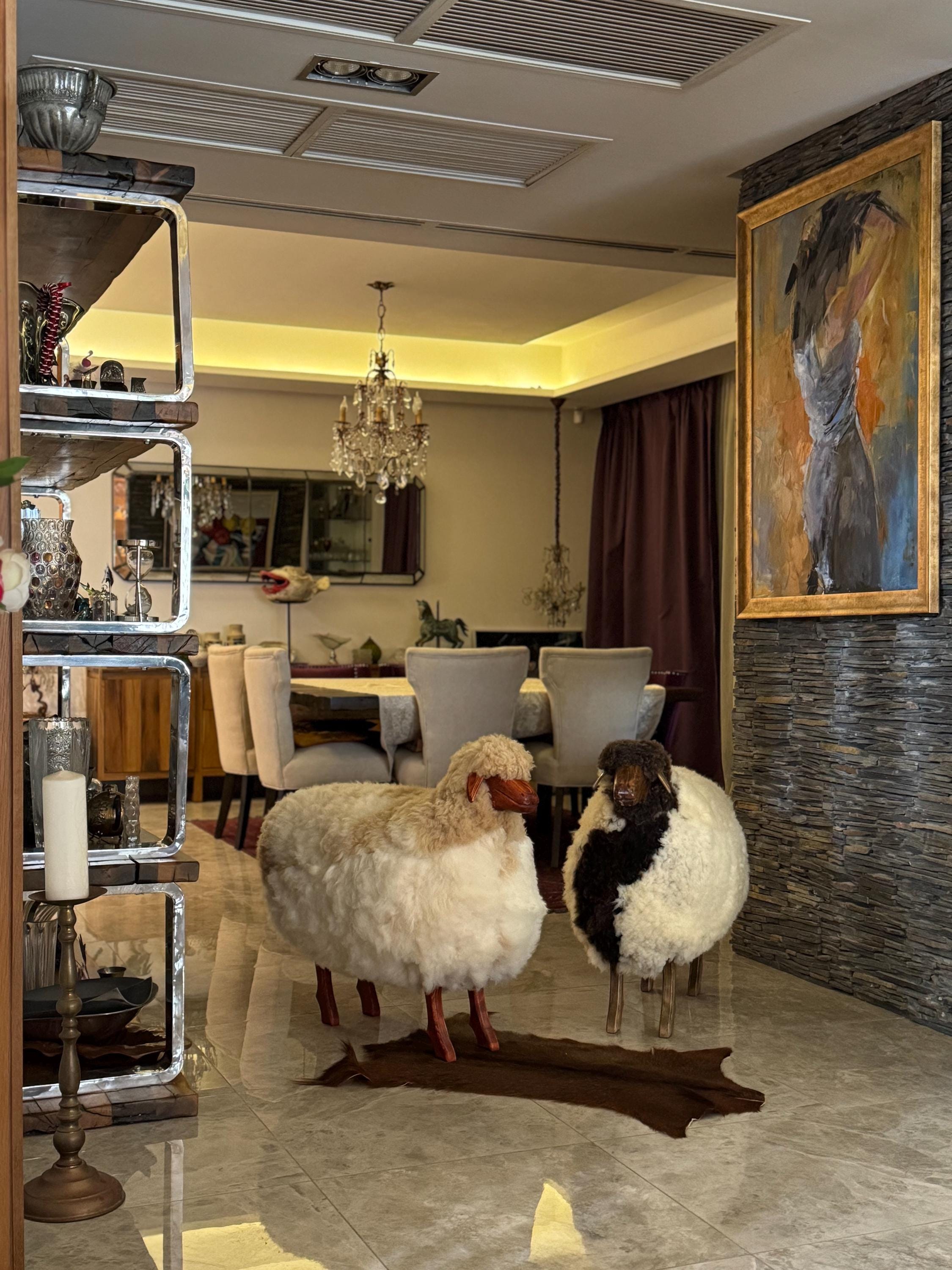 Pair of Wool Sheep Figurines – Handfelted Artisan Sculptures for Home and Collection