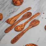 Olive Wood Utensil Set with Holder – Essential Kitchen Tools, Unique and Eco-Friendly Gift