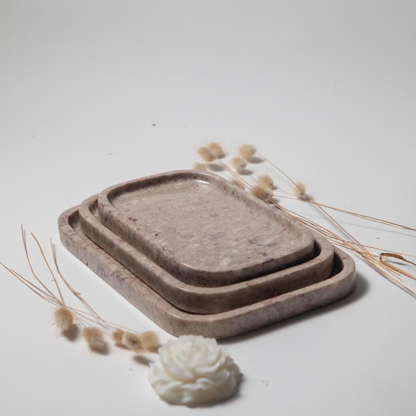 Handmade Marble Vanity Tray: Luxury Stone Home Decor
