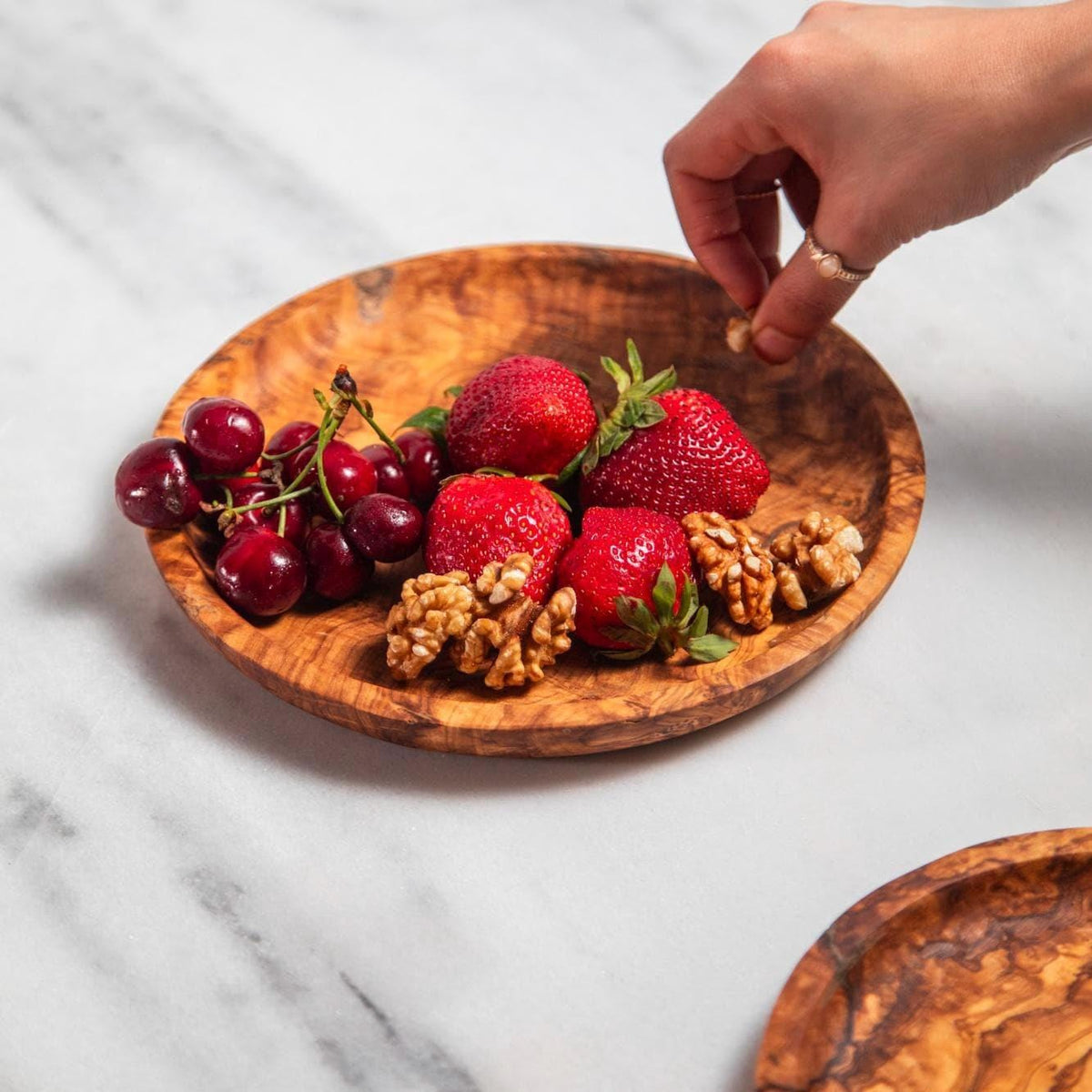 Handcrafted Olive Wood Plate Set: Rustic Snack & Dessert Serving Trays