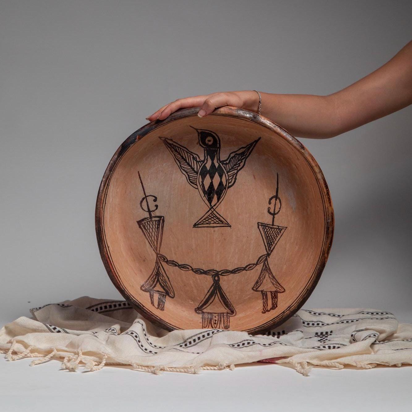 Handmade Pottery Bowl – 14 inch Large Decorative Centerpiece, Rustic Fruit Bowl, Boho Home Decor