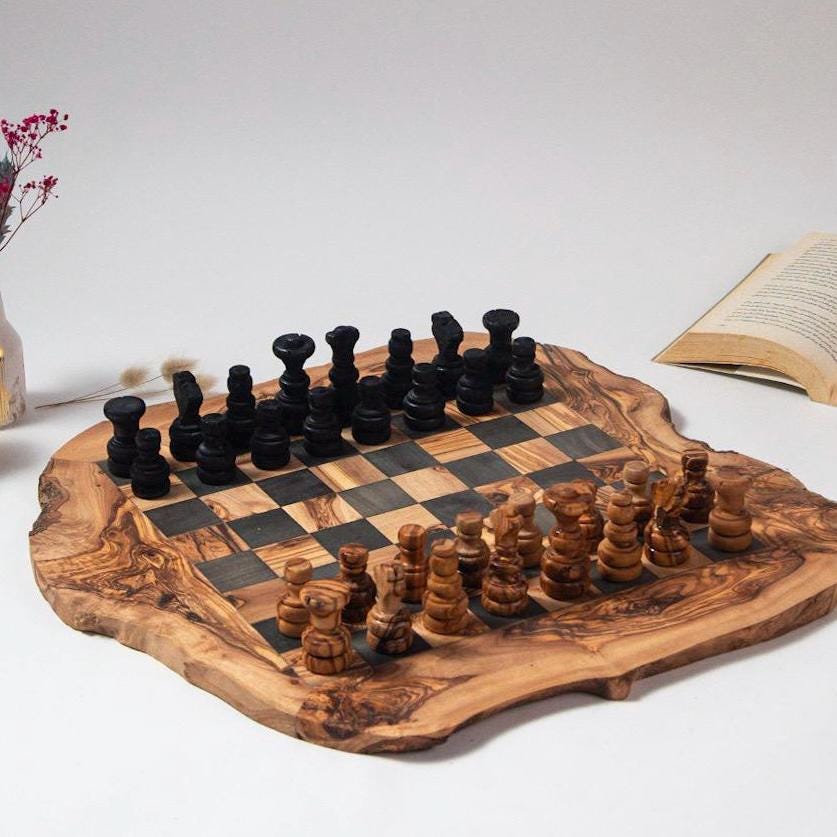 Handcrafted Olive Wood Chess Set: Artisan Board Game