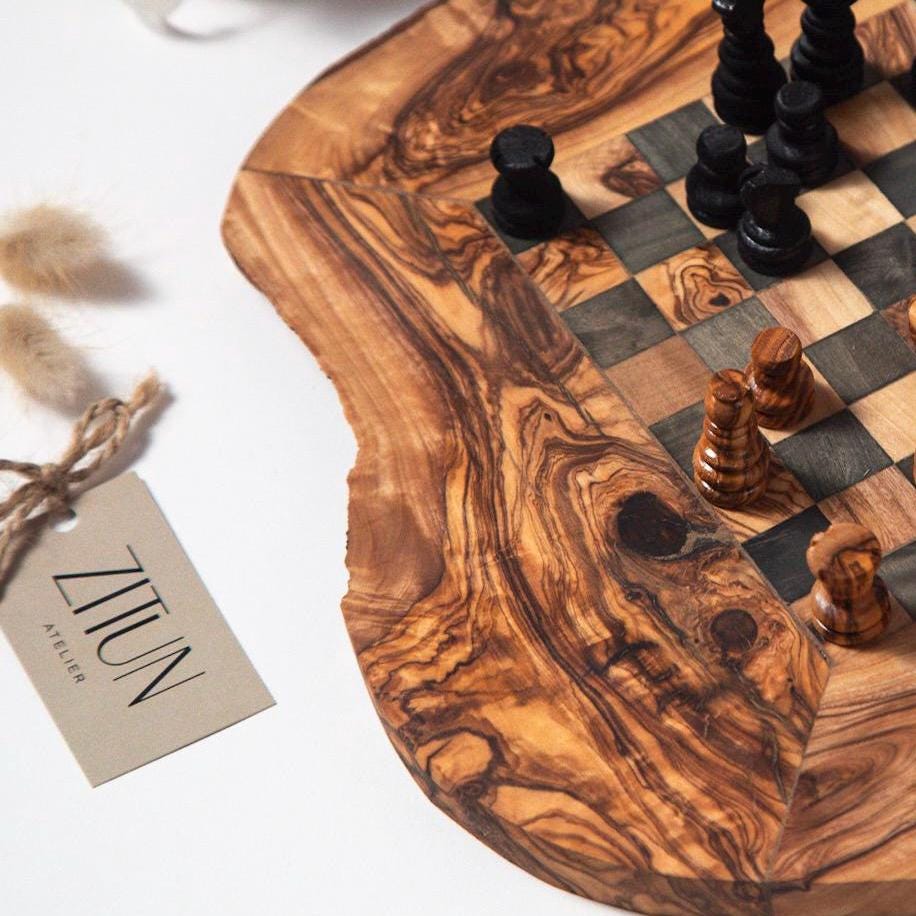 Handcrafted Olive Wood Chess Set: Artisan Board Game