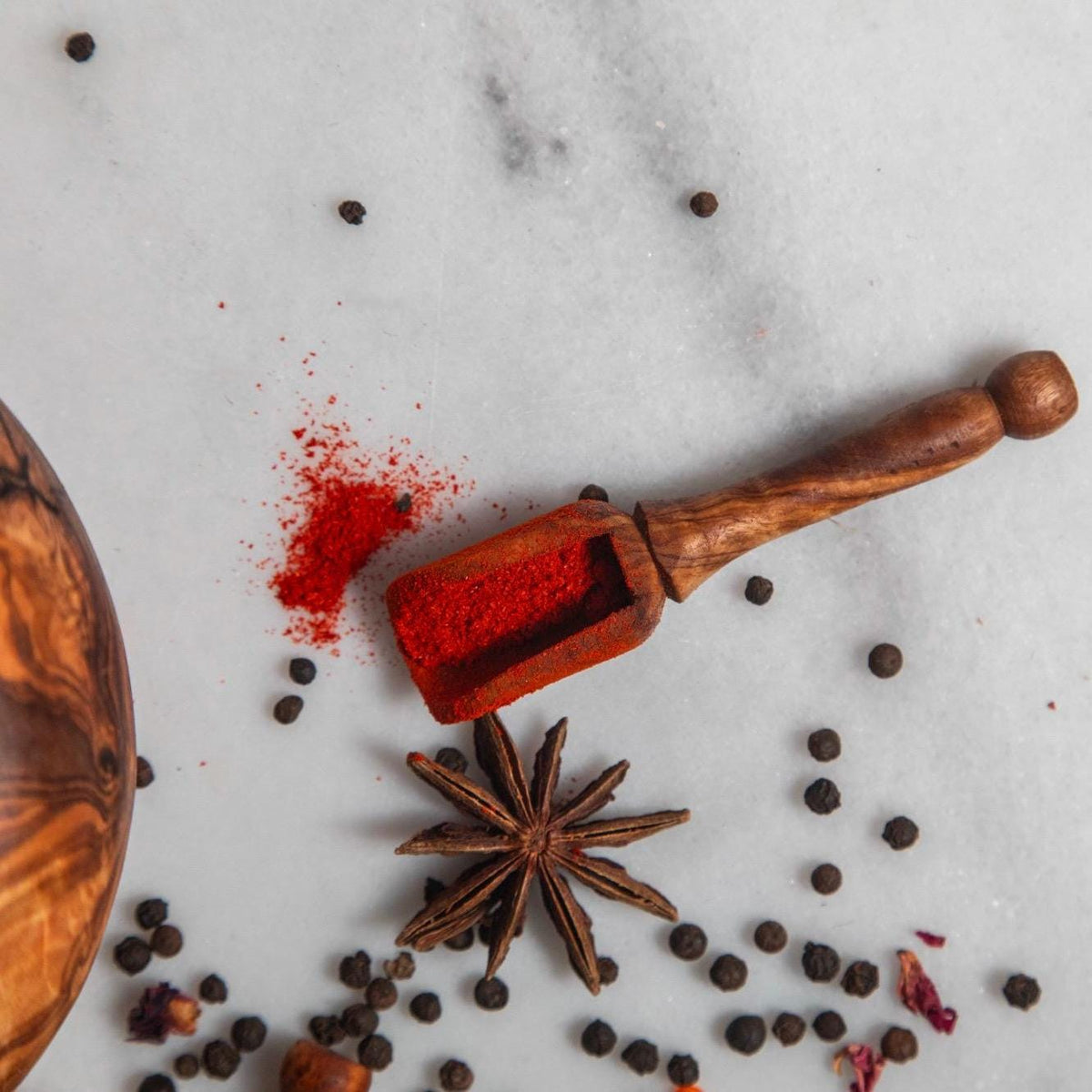 Set of 3 Olive Wood Scoops – Handmade Measuring Spoons, Rustic Spice & Coffee Scoops