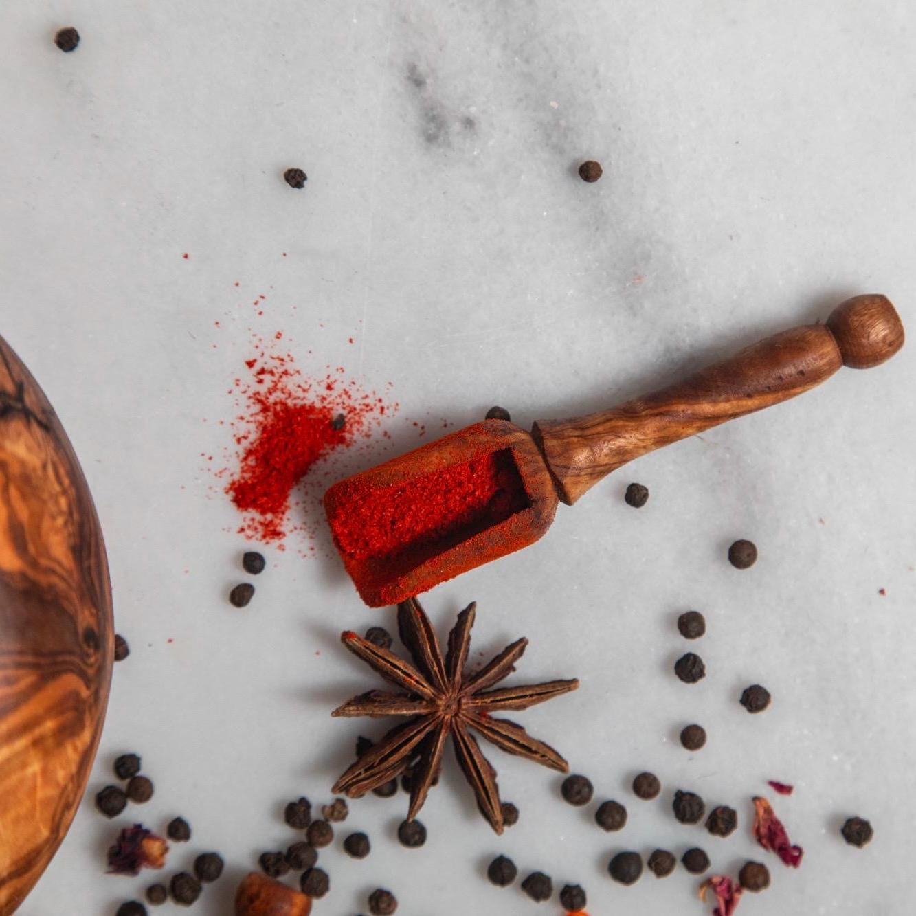 Set of 3 Olive Wood Scoops – Handmade Measuring Spoons, Rustic Spice & Coffee Scoops