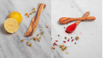 Set of 2 Olive Wood Spoons & 1 Knife – Handmade Rustic Utensils, Natural Eco-Friendly Cutlery