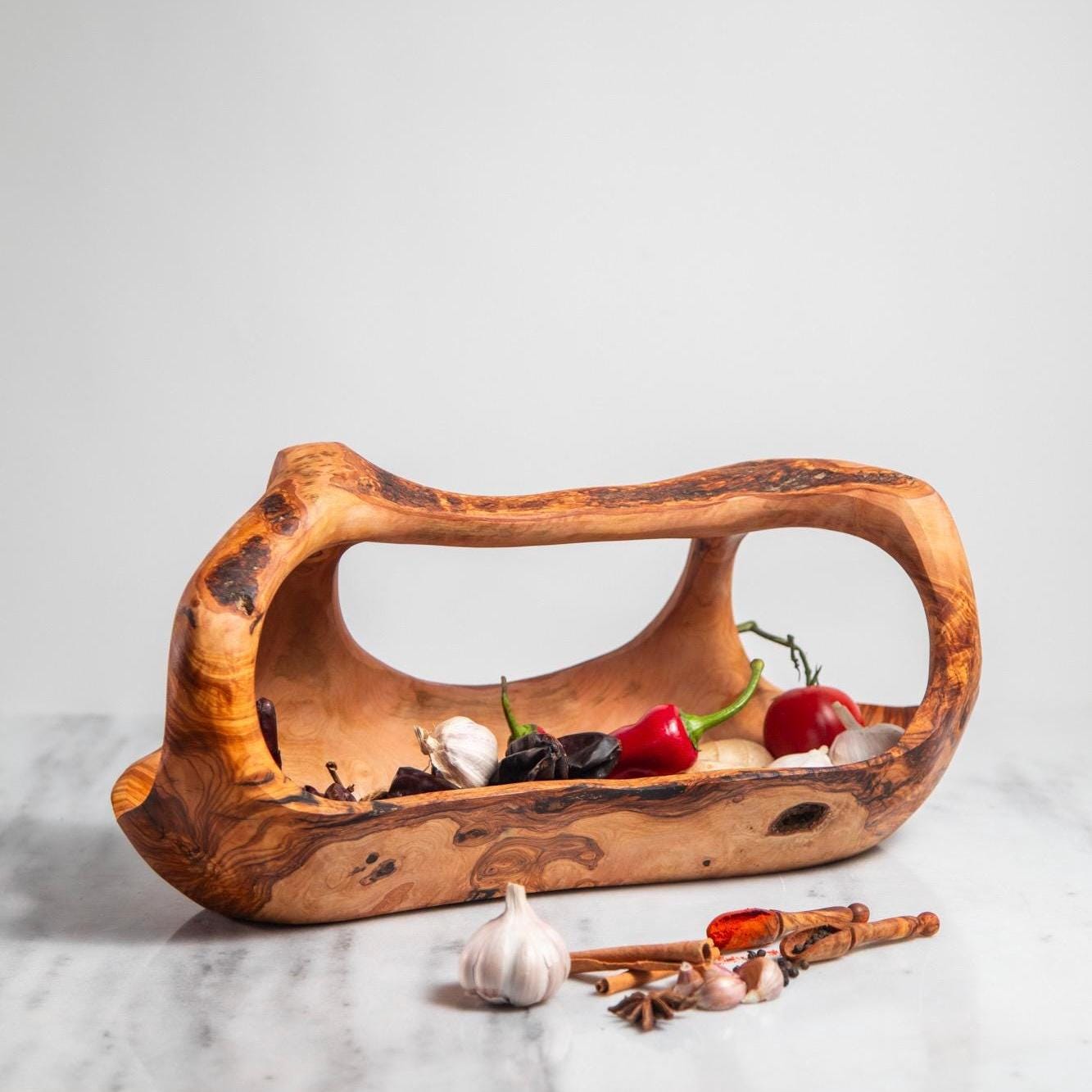 Olive Wood Masterpiece – Handcarved Sculpture Bowl by Grand Artisan