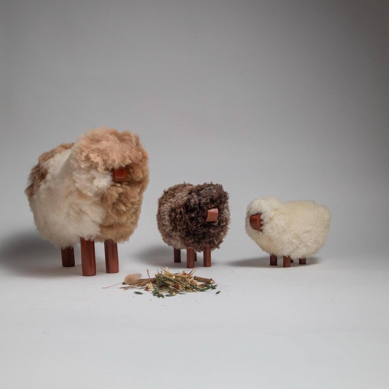 Handmade Sheep Figurines, Decorative Sheep Wool & Red Wood |Handcrafted Authentic Sheep Wool | Sheep Lovers | Unique Home Decor