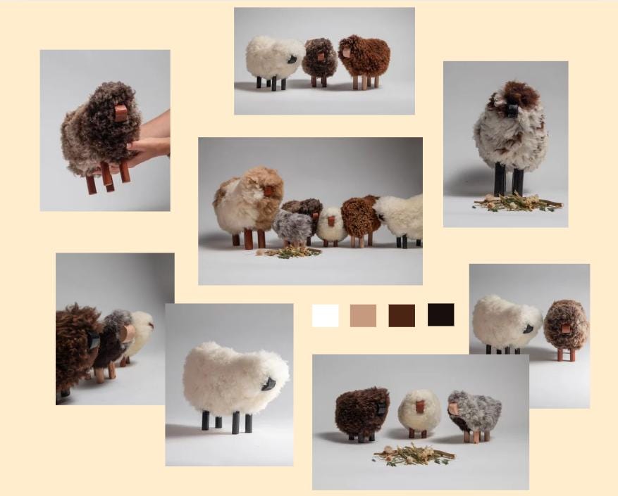 Handmade Sheep Figurines, Decorative Sheep Wool & Red Wood |Handcrafted Authentic Sheep Wool | Sheep Lovers | Unique Home Decor