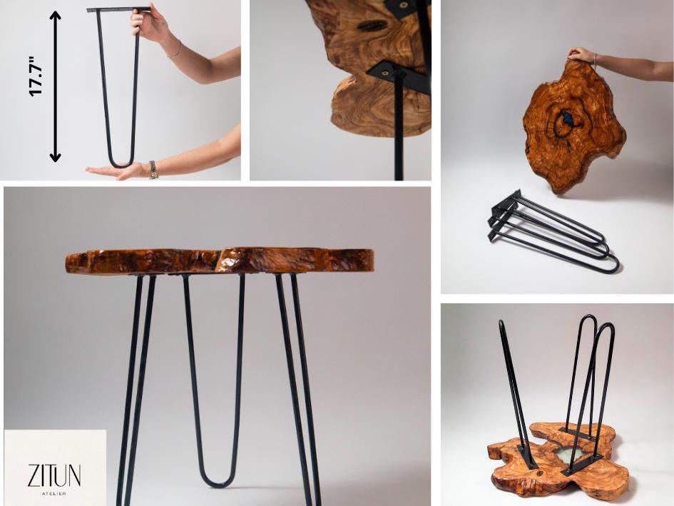 Handmade Olive Wood Live Edge Coffee table with Resin, Unique coffee table, Natural Olive Tree Solid Wood Side Table