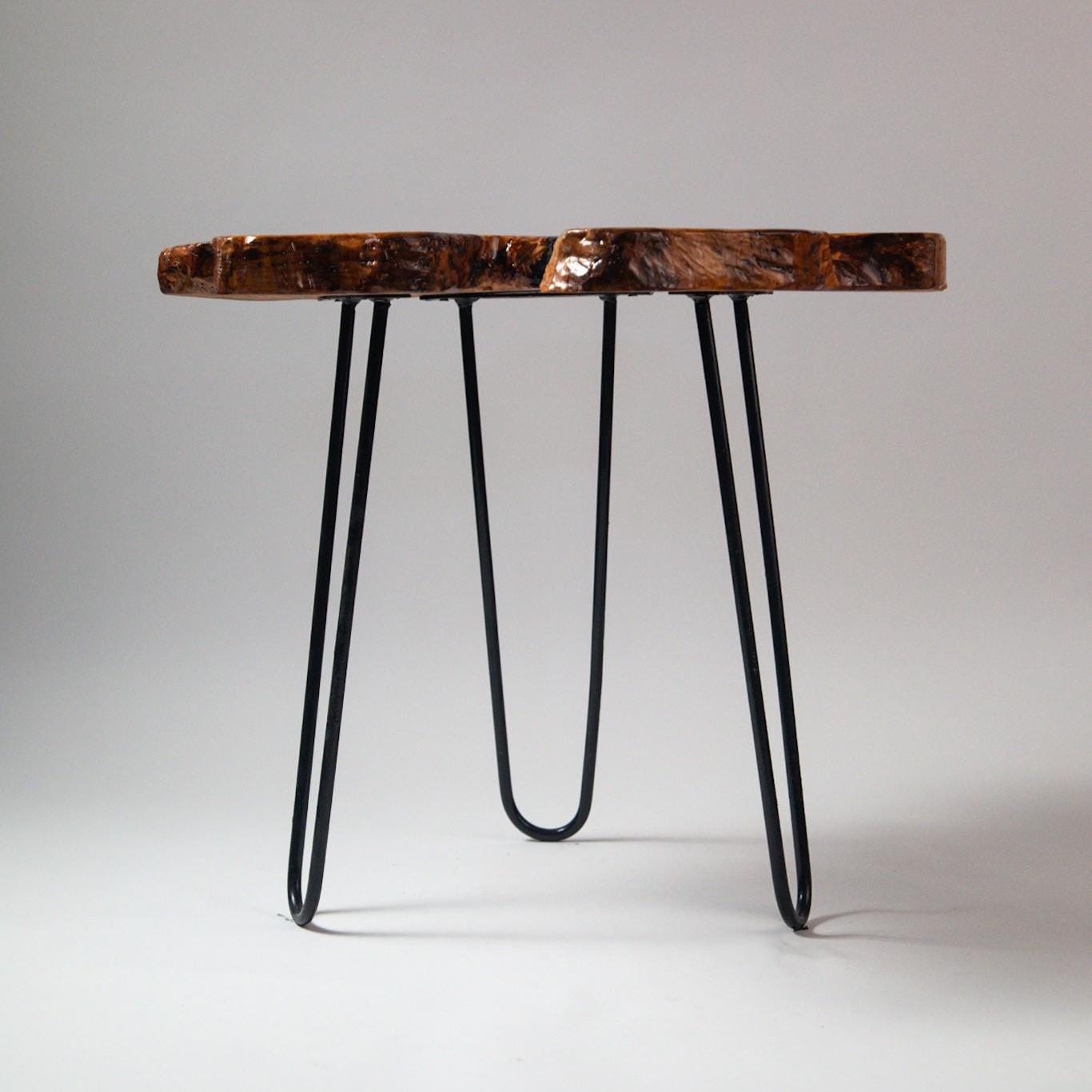 Handmade Olive Wood Live Edge Coffee table with Resin, Unique coffee table, Natural Olive Tree Solid Wood Side Table