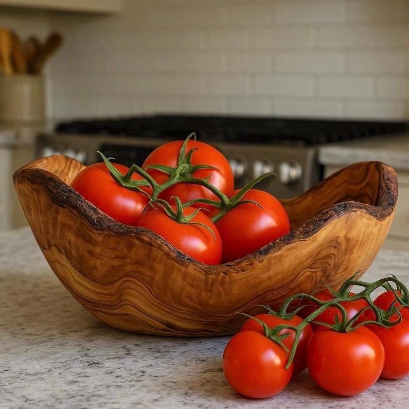 Handmade Olive Wood Bowl: Rustic Kitchen Centerpiece
