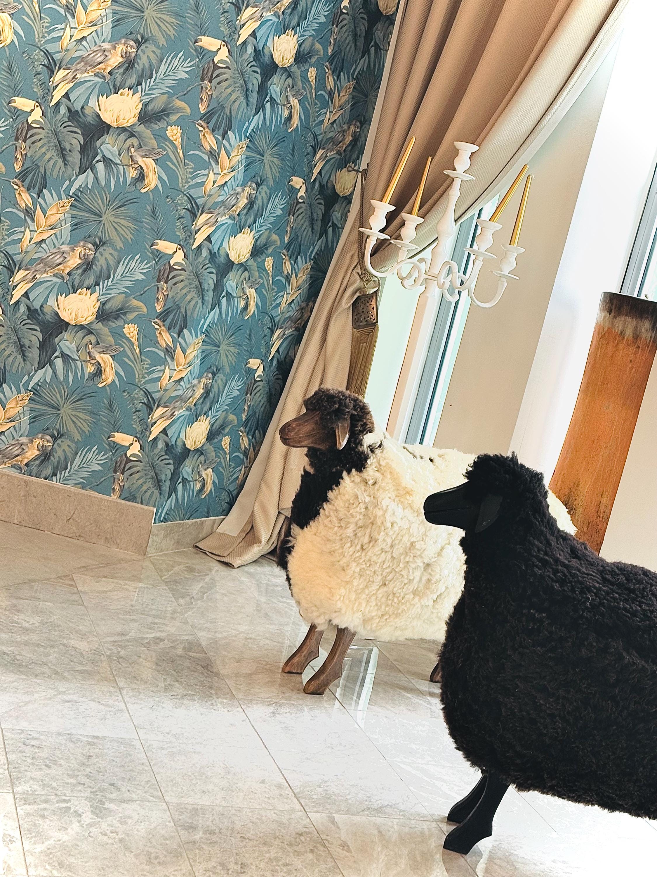 Pair of Wool Sheep Figurines – Handfelted Artisan Sculptures for Home and Collection