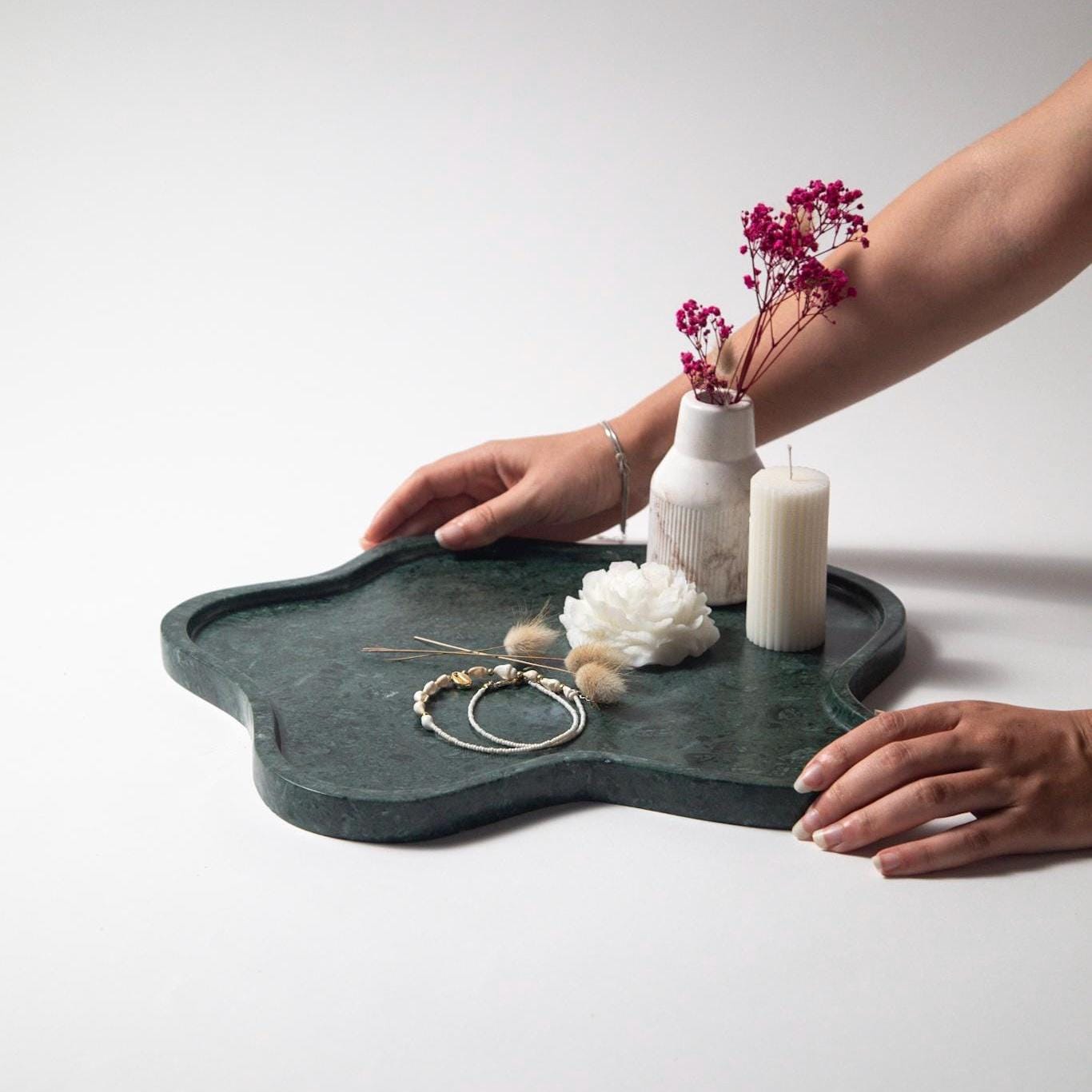 Exquisite Irregular Marble Tray – Handcrafted • Sculptural Stone Art Platter • Limited Edition Luxury Décor for Collectors & Designers
