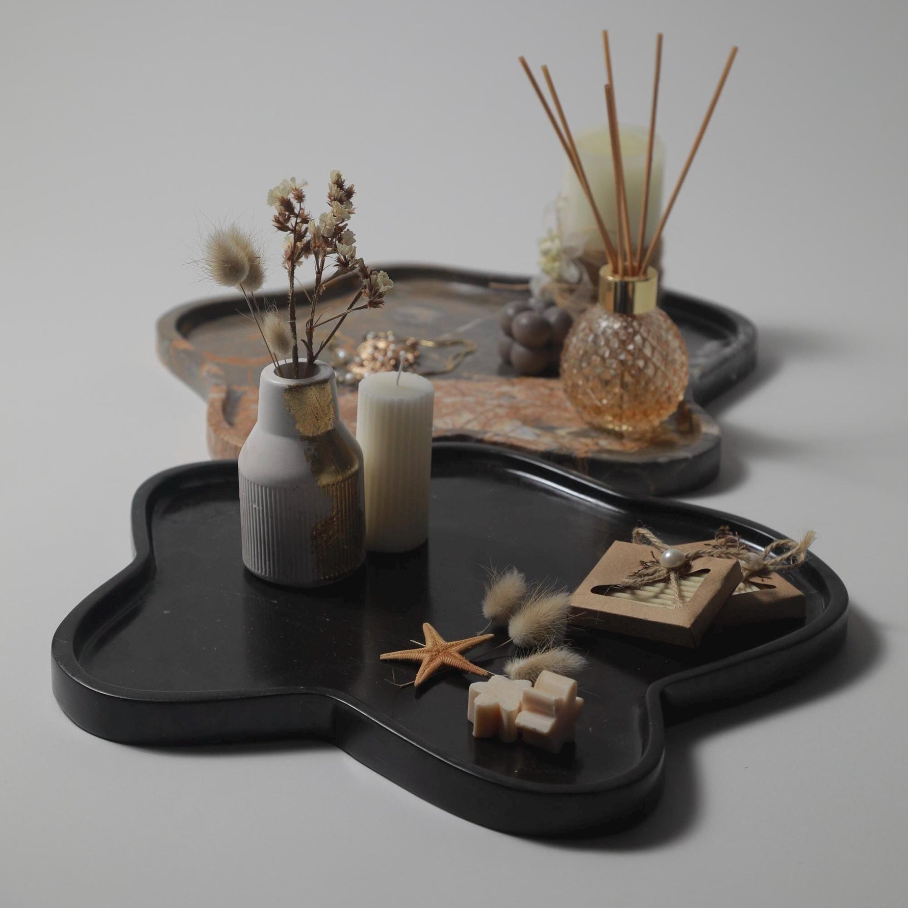 Exquisite Irregular Marble Tray – Handcrafted • Sculptural Stone Art Platter • Limited Edition Luxury Décor for Collectors & Designers
