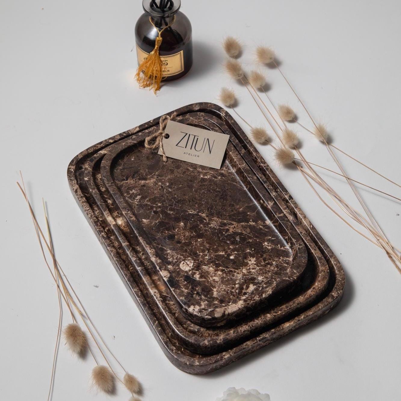 Handmade Marble Vanity Tray: Luxury Stone Home Decor