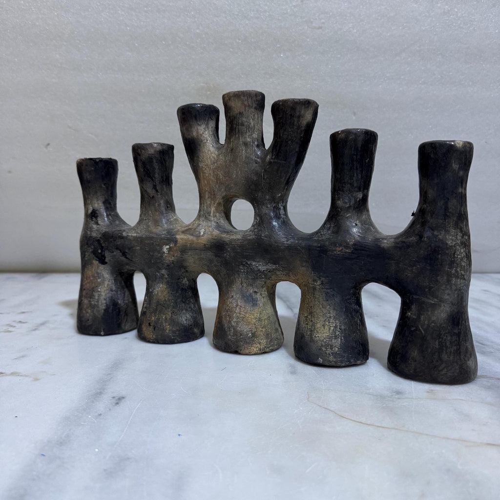 Artisan Pottery Candelabra – Handcrafted Clay Candle Holder of Timeless Heritage