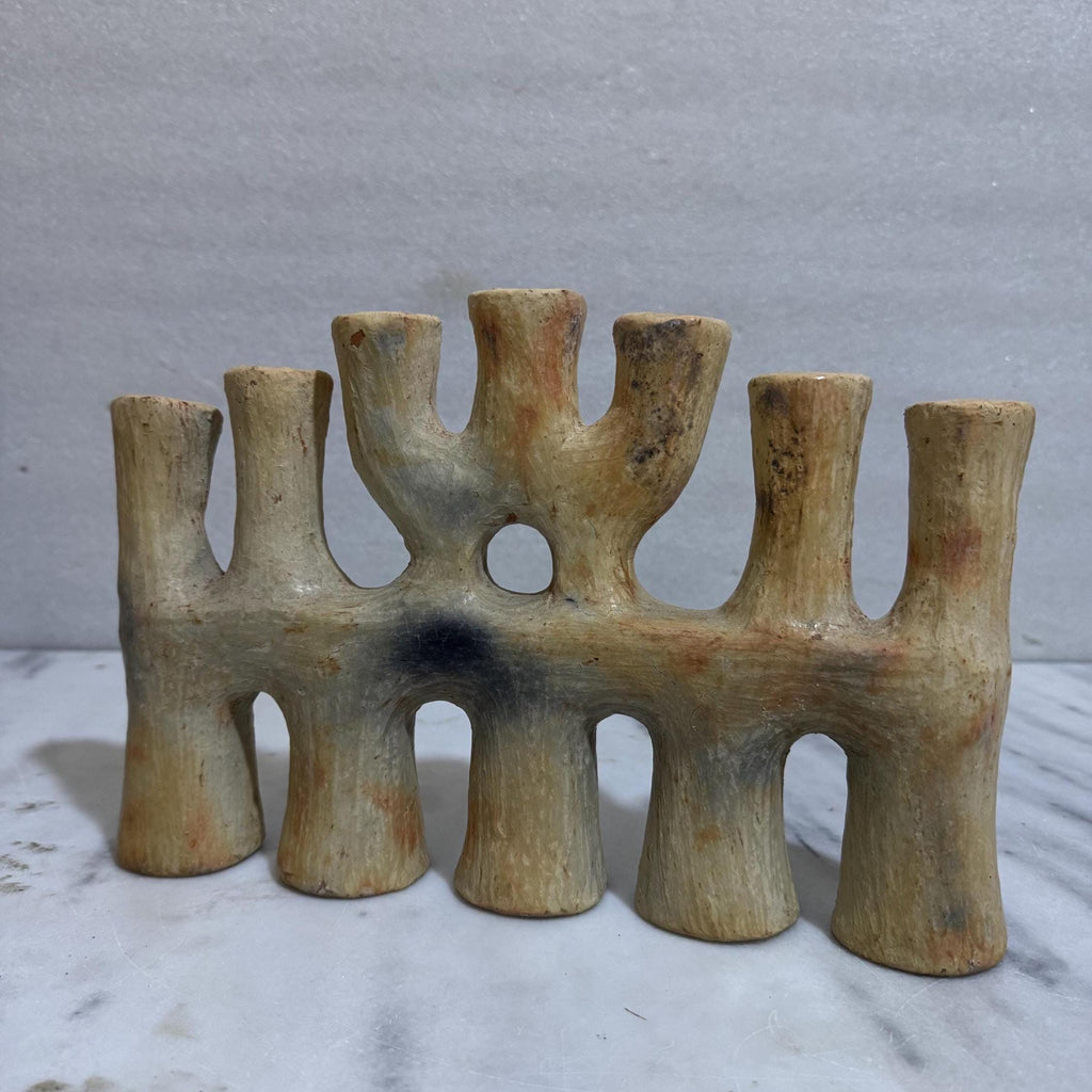 Artisan Pottery Candelabra – Handcrafted Clay Candle Holder of Timeless Heritage