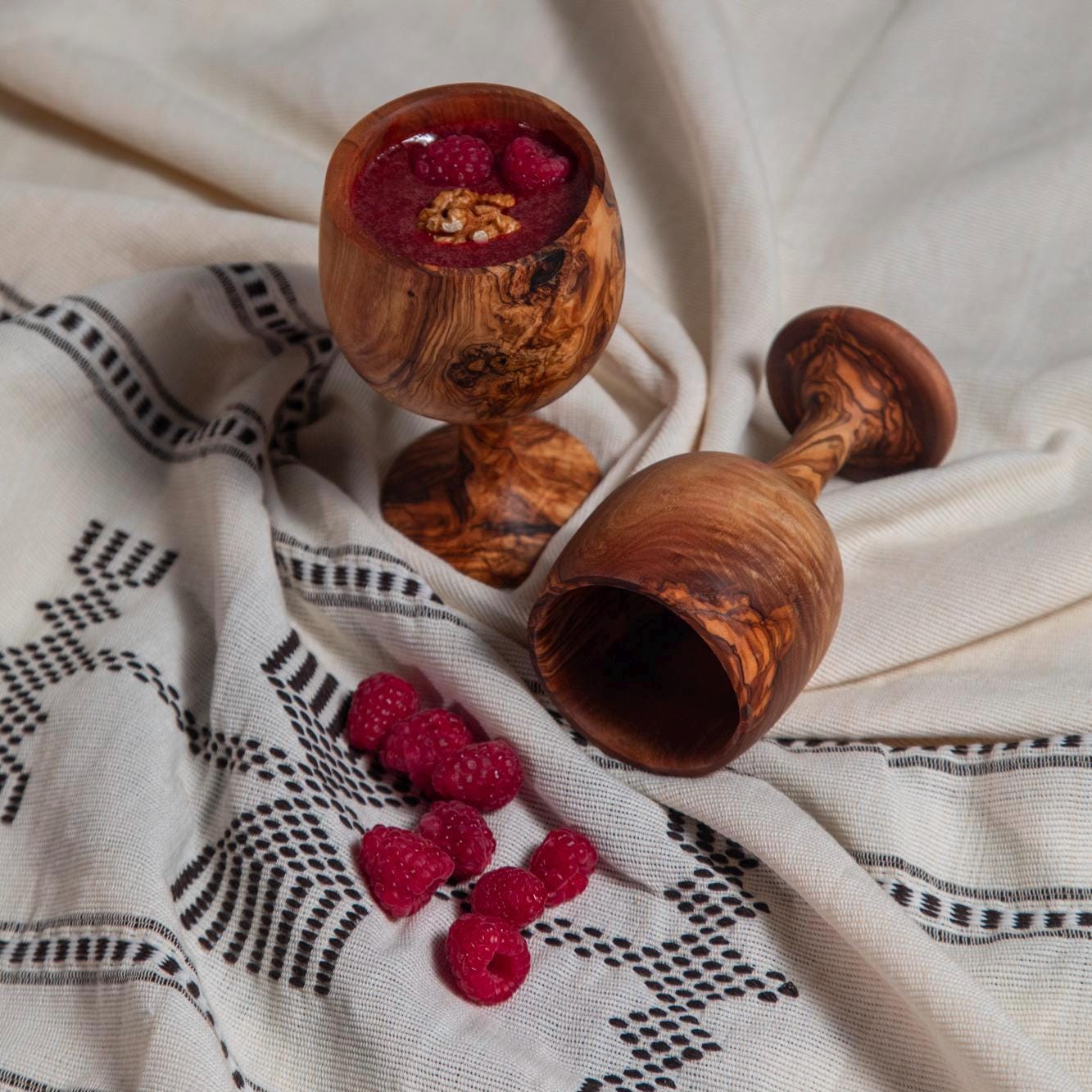 Handmade Olive Wood Cup – Rustic Natural Cup for Juices, Smoothies & Desserts