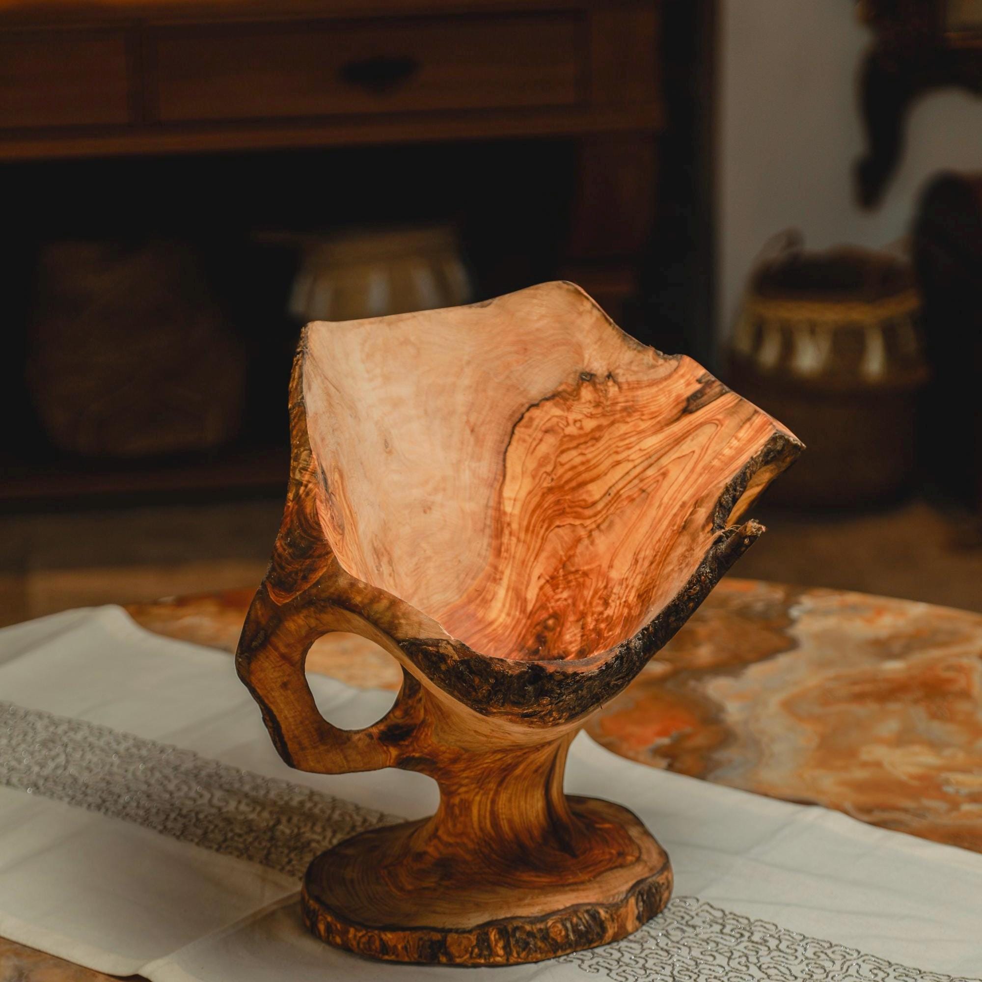 Artisan Olive Wood Centerpiece – Singular Handcarved Collector’s Piece