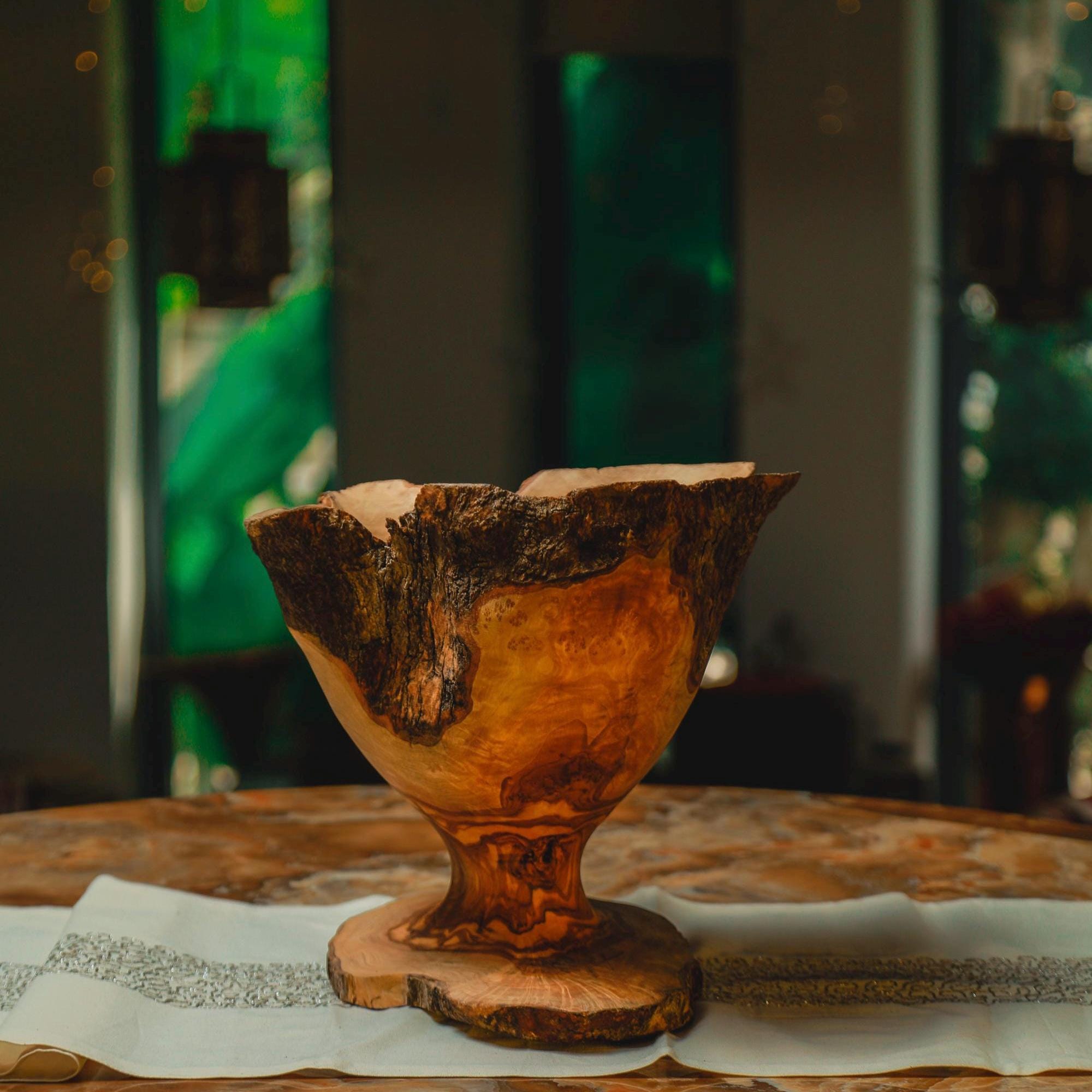 Artisan Olive Wood Centerpiece – Singular Handcarved Collector’s Piece