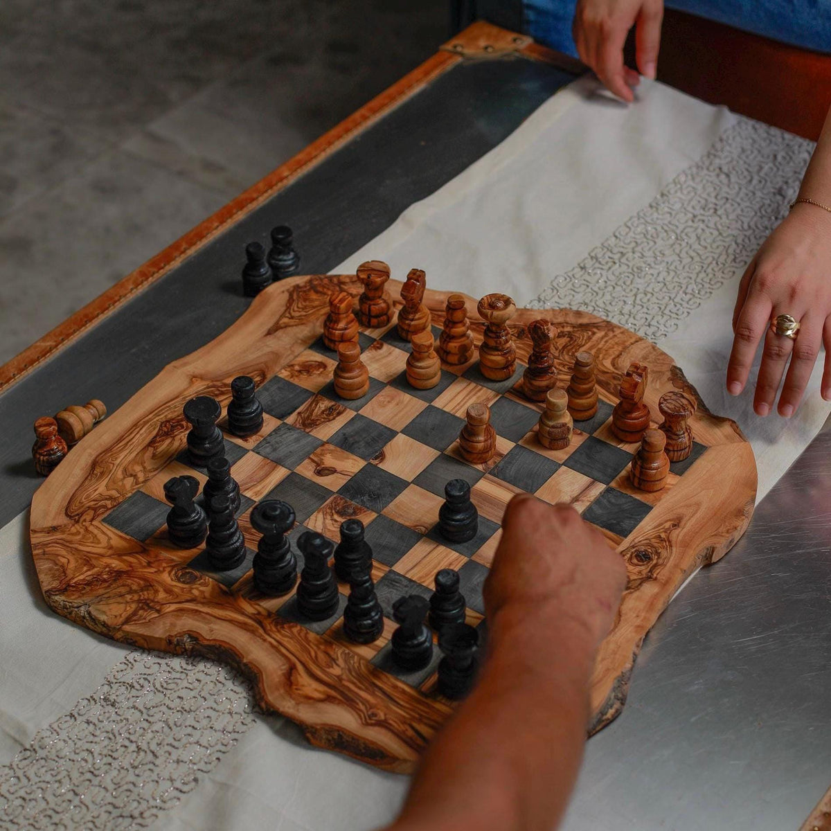 Handcrafted Olive Wood Chess Set: Artisan Board Game