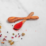 Set of 2 Olive Wood Spoons & 1 Knife – Handmade Rustic Utensils, Natural Eco-Friendly Cutlery