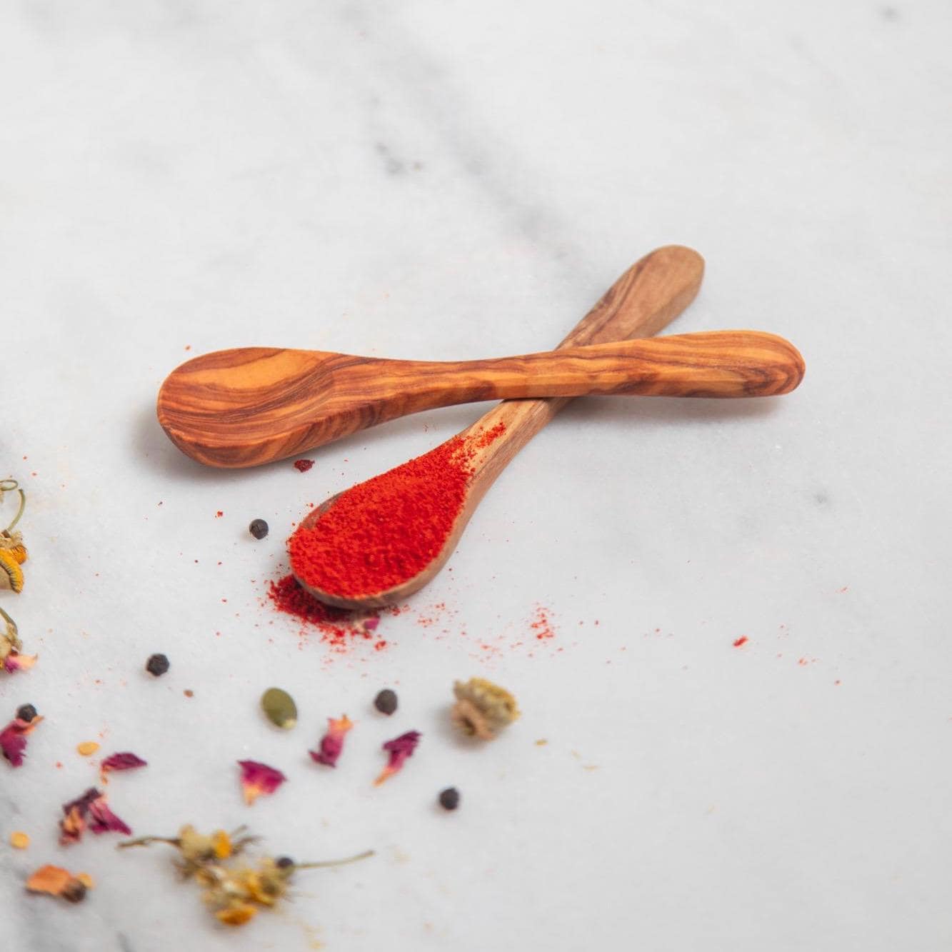 Set of 2 Olive Wood Spoons & 1 Knife – Handmade Rustic Utensils, Natural Eco-Friendly Cutlery