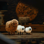 Handmade Sheep Figurines, Decorative Sheep Wool & Red Wood |Handcrafted Authentic Sheep Wool | Sheep Lovers | Unique Home Decor