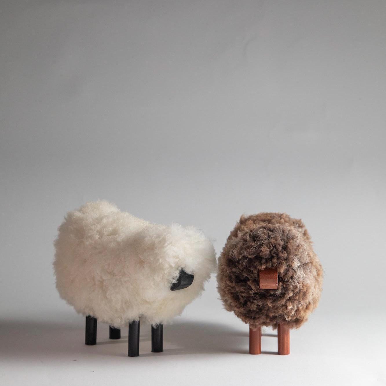 Handmade Sheep Figurines, Decorative Sheep Wool & Red Wood |Handcrafted Authentic Sheep Wool | Sheep Lovers | Unique Home Decor