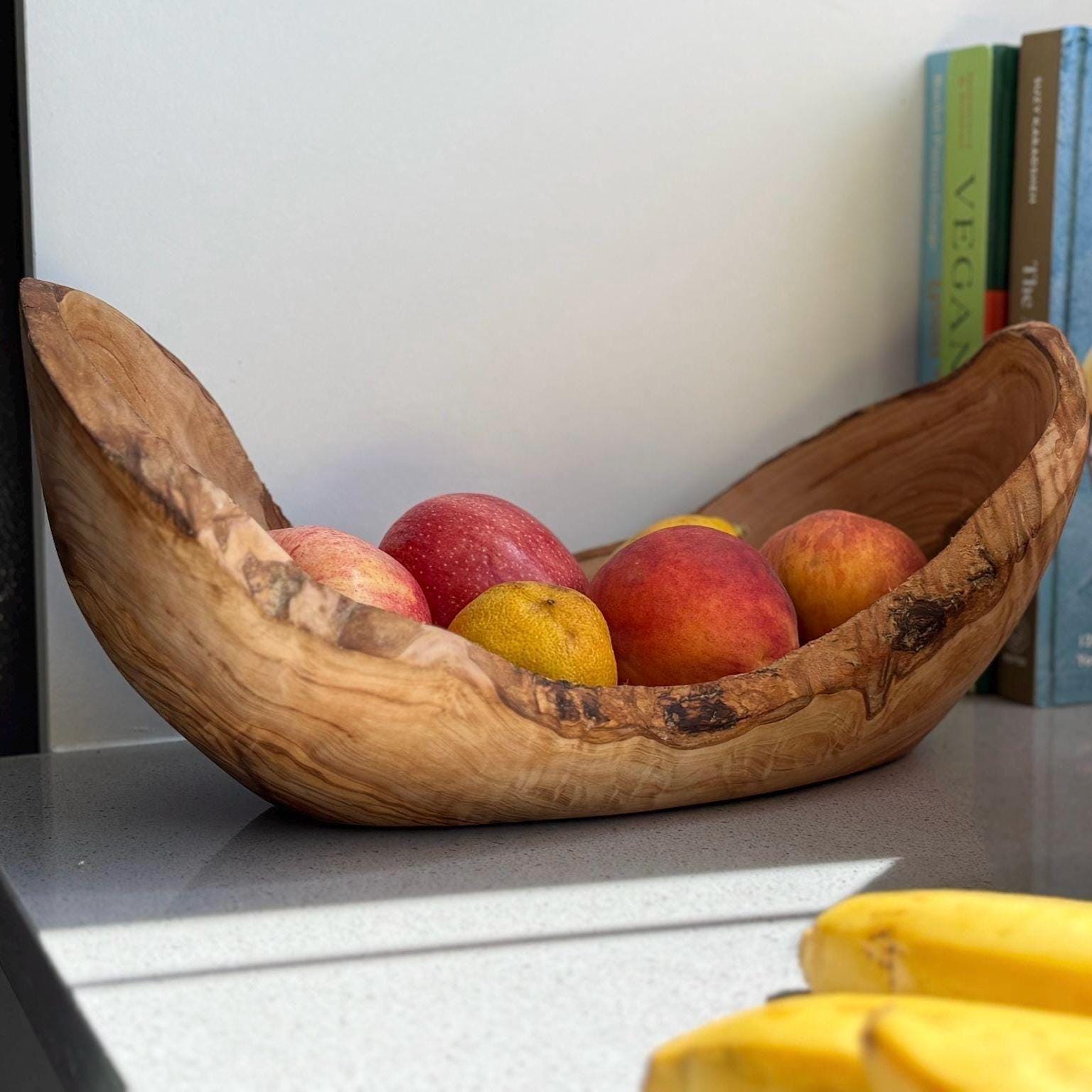 Handmade Olive Wood Bowl: Rustic Kitchen Centerpiece