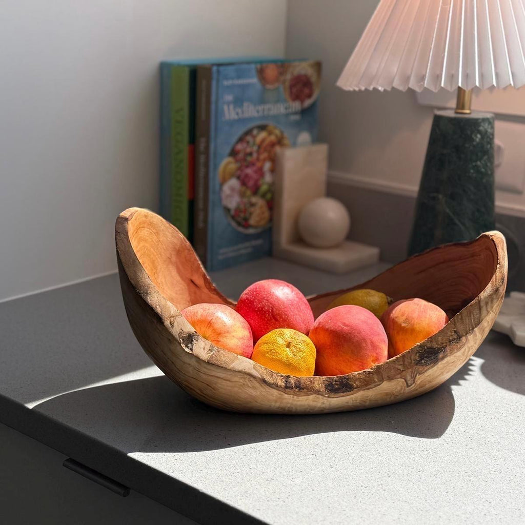Handmade Olive Wood Bowl: Rustic Kitchen Centerpiece