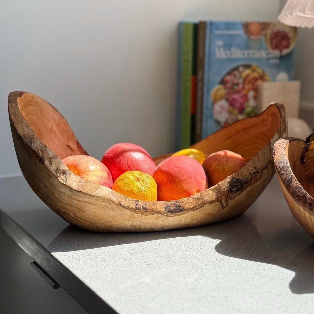 Handmade Olive Wood Bowl: Rustic Kitchen Centerpiece