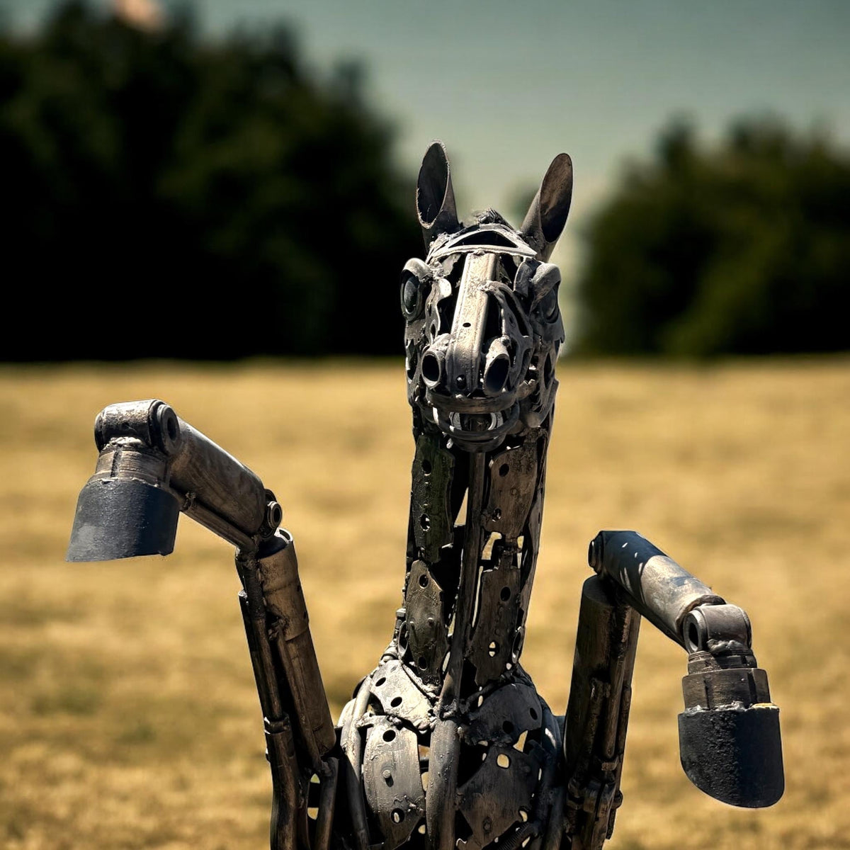 Handmade Recycled Metal Horse Sculpture: Industrial Equestrian Art