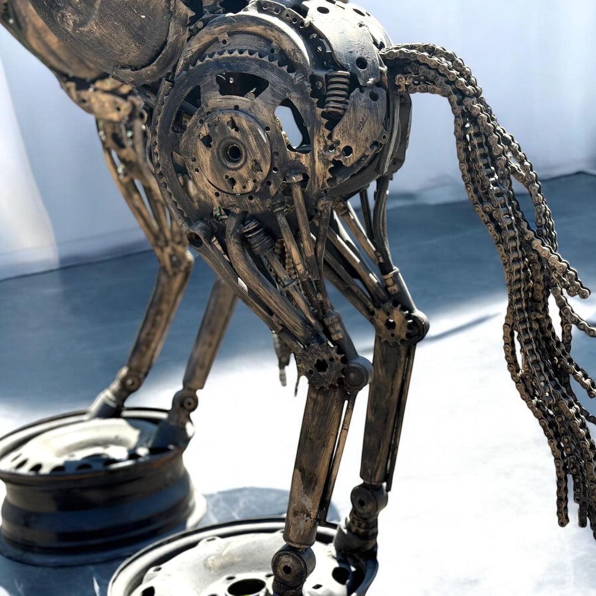 Handmade Recycled Metal Horse Sculpture: Industrial Equestrian Art