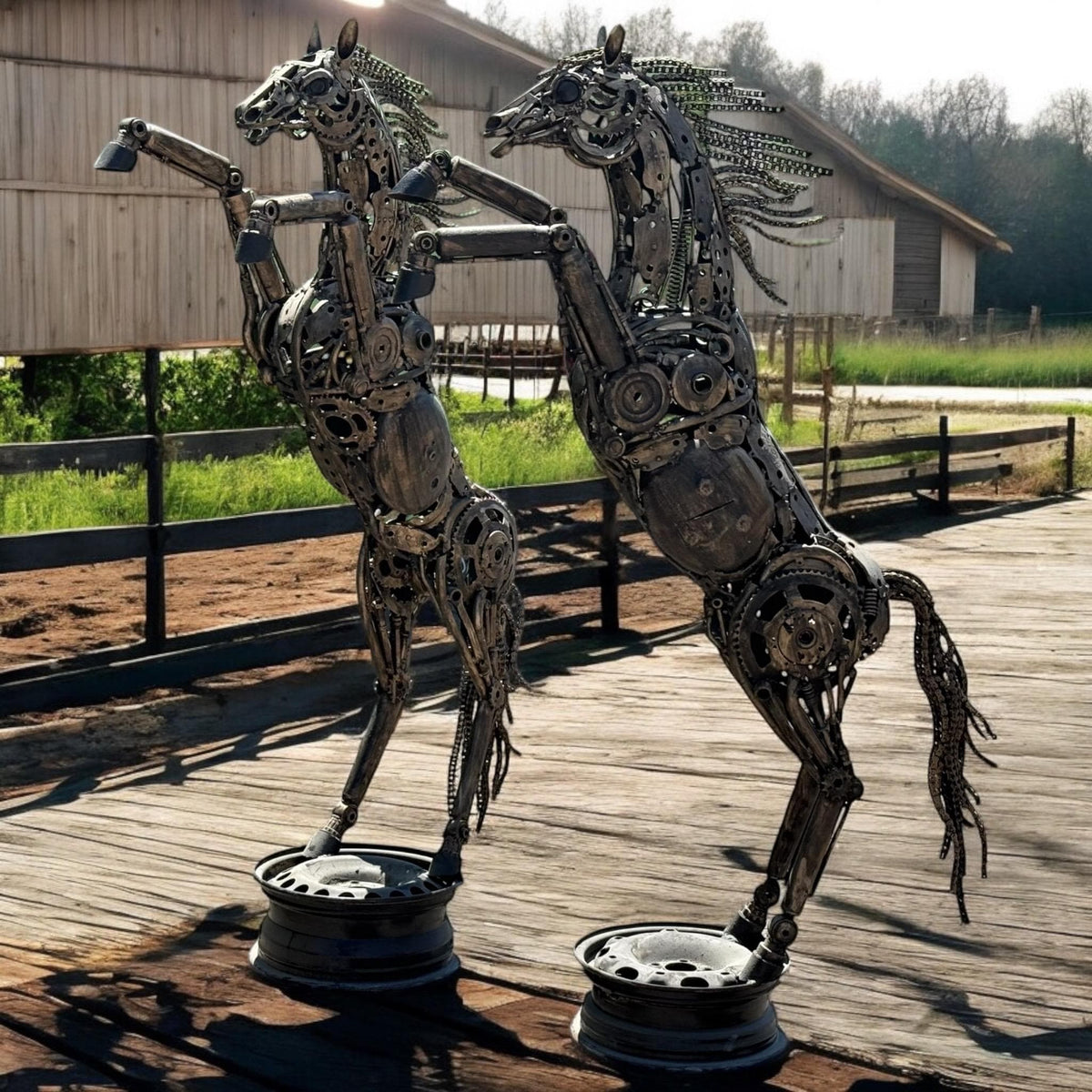 Handmade Recycled Metal Horse Sculpture: Industrial Equestrian Art