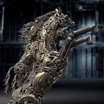 Handmade Recycled Metal Horse Sculpture: Industrial Equestrian Art