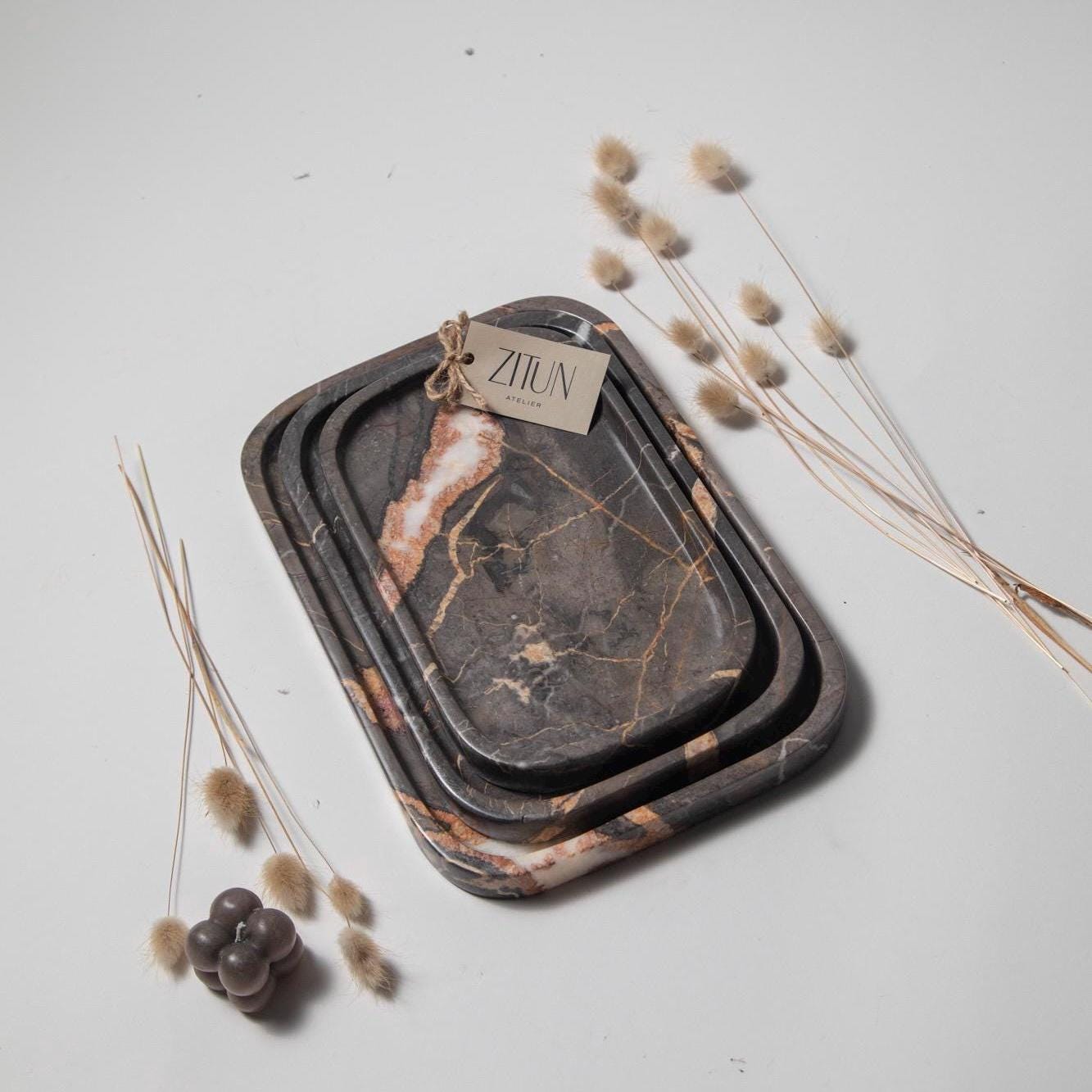 Handmade Marble Tray: Unique Rectangular Catch-All Tray