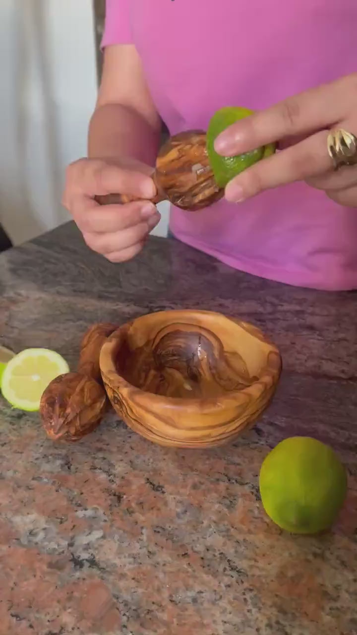 Luxury Olive Wood Lemon Juicer – Handcrafted Citrus Reamer | Rustic Artisan Kitchen Tool, Exclusive Gift