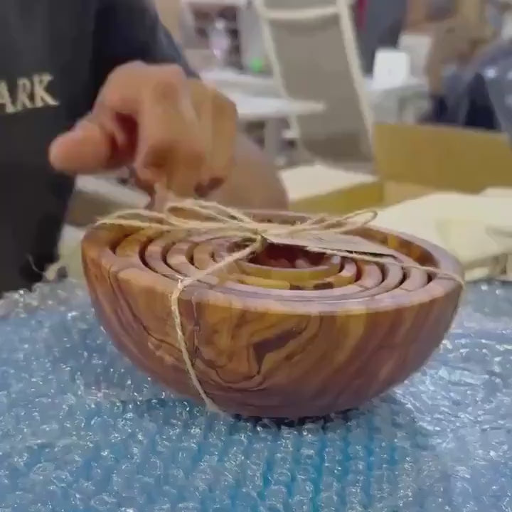 Handmade Olive Wood Small Bowl Set – Rustic Snack & Fruit Bowls (Set of 6)