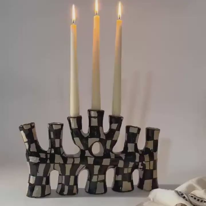 Artisan Pottery Candelabra – Handcrafted Clay Candle Holder of Timeless Heritage