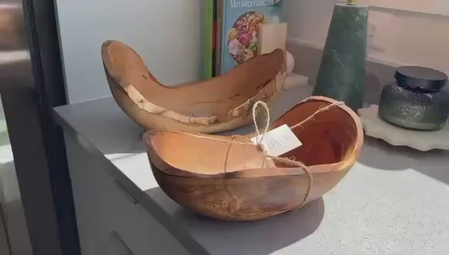 Handmade Olive Wood Bowl: Rustic Kitchen Centerpiece